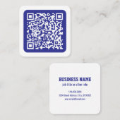 Creëer een scanbare QR-code | Bewerkbaar donkerbla Vierkante Visitekaartje (Voorkant / Achterkant)