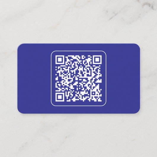 Creëer een scanbare QR-code | Bewerkbaar donkerbla Visitekaartje (Voorkant)