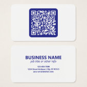 Creëer een scanbare QR-code | Bewerkbaar donkerbla Visitekaartje (Voorkant /achterkant)