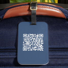 Creëer een scanbare QR-code | Faded Navy Blue Bagagelabel