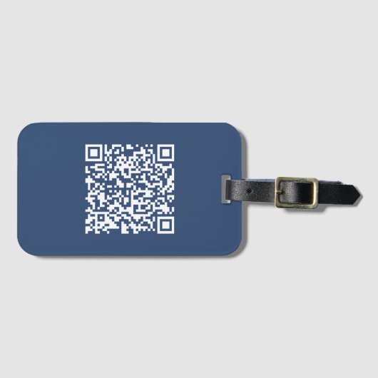 Creëer een scanbare QR-code | Faded Navy Blue Bagagelabel (Voorkant (horizontaal))