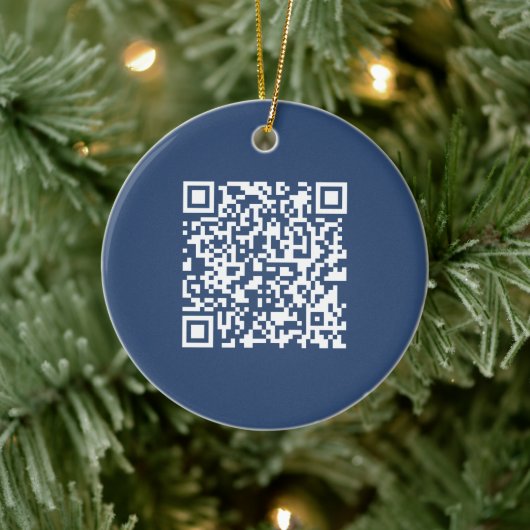 Creëer een scanbare QR-code | Faded Navy Blue Keramisch Ornament (Boom)