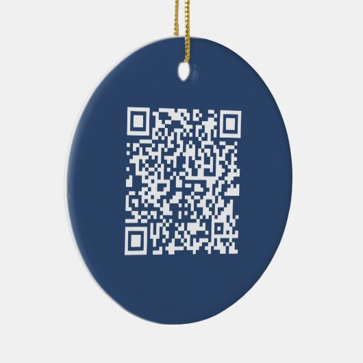 Creëer een scanbare QR-code | Faded Navy Blue Keramisch Ornament (Rechts)