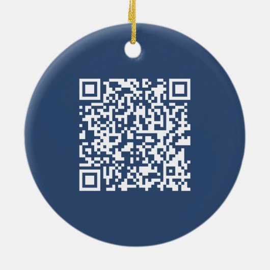 Creëer een scanbare QR-code | Faded Navy Blue Keramisch Ornament (Achterkant)