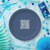Creëer een scanbare QR-code | Faded Navy Blue Papieren Bordje (Feest)