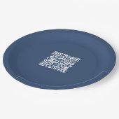 Creëer een scanbare QR-code | Faded Navy Blue Papieren Bordje (Gekanteld)
