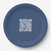 Creëer een scanbare QR-code | Faded Navy Blue Papieren Bordje (Voorkant)