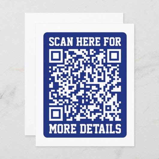 Creëer een scanbare QR-code | Navy Blue (bewerkbaa (Voorkant / Achterkant)
