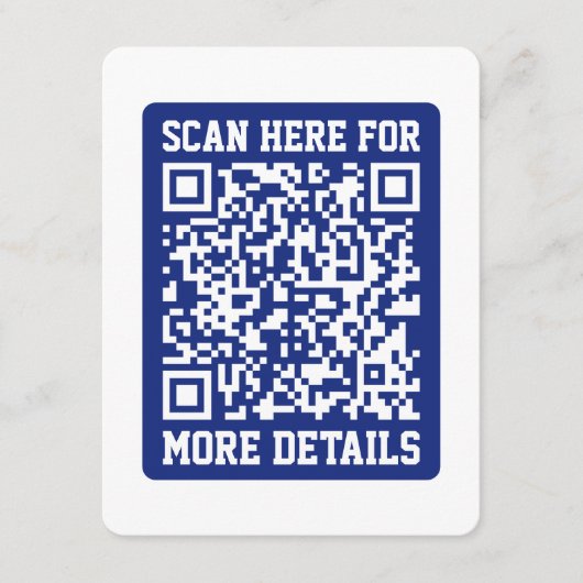 Creëer een scanbare QR-code | Navy Blue (bewerkbaa Informatiekaartje (Voorkant)