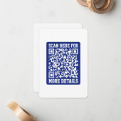 Creëer een scanbare QR-code | Navy Blue (bewerkbaa Notitiekaartje (Voorkant / Achterkant in situ)