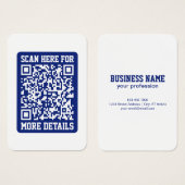 Creëer een scanbare QR-code | Navy Blue (bewerkbaa Visitekaartje (Voorkant /achterkant)