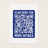 Creëer een scanbare QR-code | Navy Blue (bewerkbaa Visitekaartje (Voorkant)