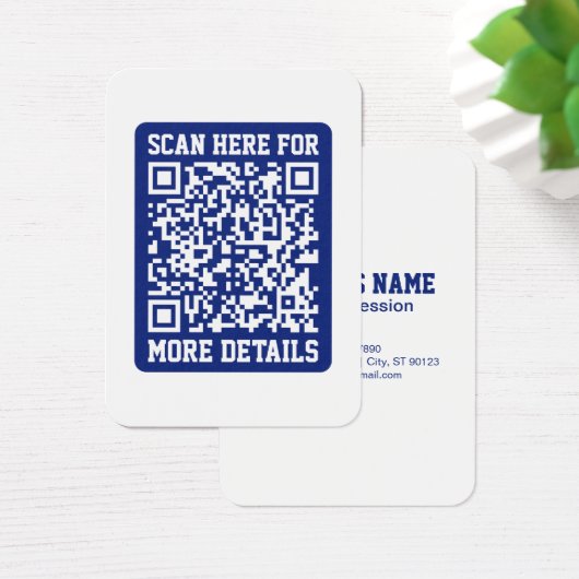 Creëer een scanbare QR-code | Navy Blue (bewerkbaa Visitekaartje (Bureau)