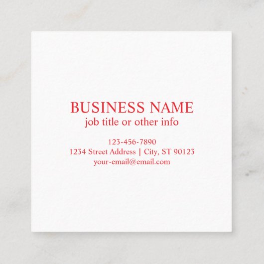 Creëer een scanbare rode (bewerkbare) QR-code Vierkante Visitekaartje (Achterkant)