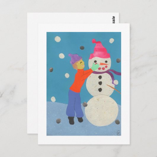 Creëer een sneeuwman briefkaart (Voorkant / Achterkant)