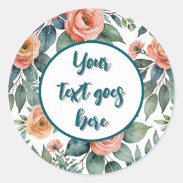 creëer eigen bruiloft sticker perzik rozen eucalyp