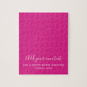 Creëer Eigen CERISE PINK Aangepaste tekst Legpuzzel