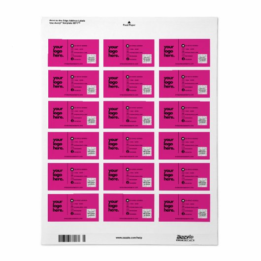 Creëer Eigen CERISE PINK QR CODE Visitekaartje Log Etiket (Full Sheet)