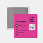 Creëer Eigen CERISE PINK QR CODE Visitekaartje Log Magneet (Voorkant / Achterkant)