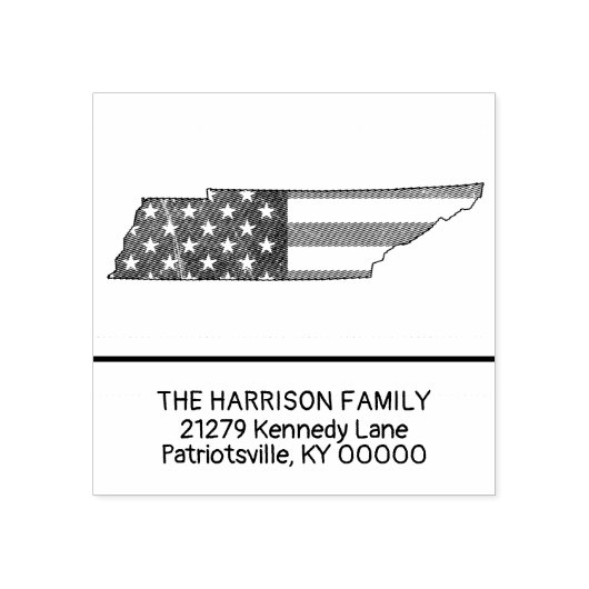 Creëer Eigen familienaam Tennessee Retouradres Rubberstempel (Afrduk)