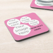 creëer eigen foto tekst sjabloon roze bier onderzetter (Linkerzijde)