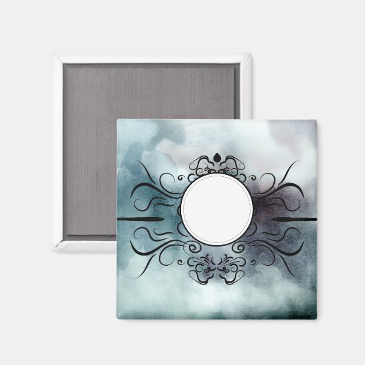 Creëer Eigen Gothic Misty Blue Waterverf Gepersona Magneet (Voorkant / Achterkant)