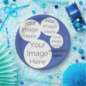 creëer eigen papieren foto tekst sjabloon blauw papieren bordje (Feest)