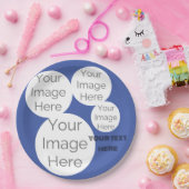 creëer eigen papieren foto tekst sjabloon blauw papieren bordje (Feest)