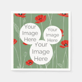 creëer eigen papieren foto tekst sjabloon klaproos servet