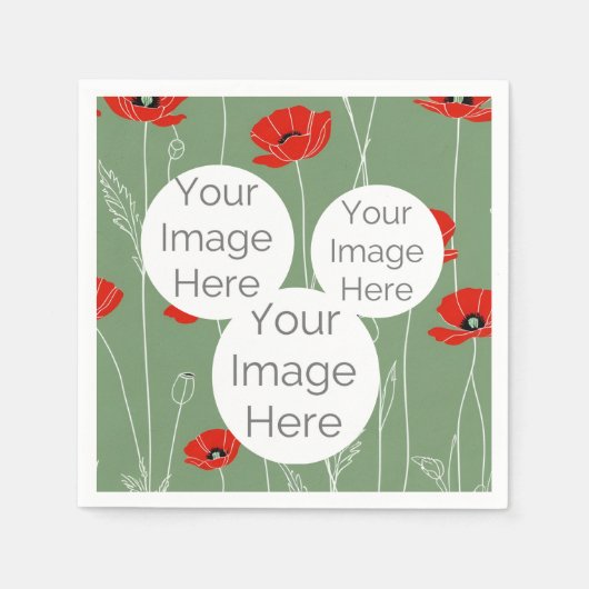 creëer eigen papieren foto tekst sjabloon klaproos servet (Voorkant)