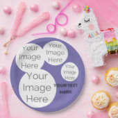 creëer eigen papieren foto tekst sjabloon paarse papieren bordje (Feest)