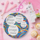 creëer eigen papieren foto tekst sjabloon regenboo papieren bordje (Feest)