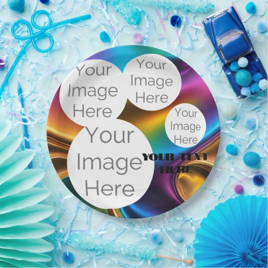 creëer eigen papieren foto tekst sjabloon regenboo papieren bordje (Feest)