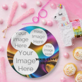 creëer eigen papieren foto tekst sjabloon regenboo papieren bordje (Feest)