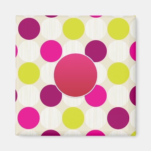 Creëer Eigen PINK YellowGreen Polkadot gepersonali Magneet (Voorkant)