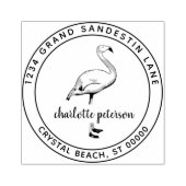 Creëer Eigen Roze Flamingo Beach Return Address Rubberstempel (Afrduk)