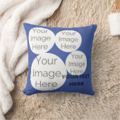 creëer eigen Sierkussen foto tekst sjabloon blauw (Deken)