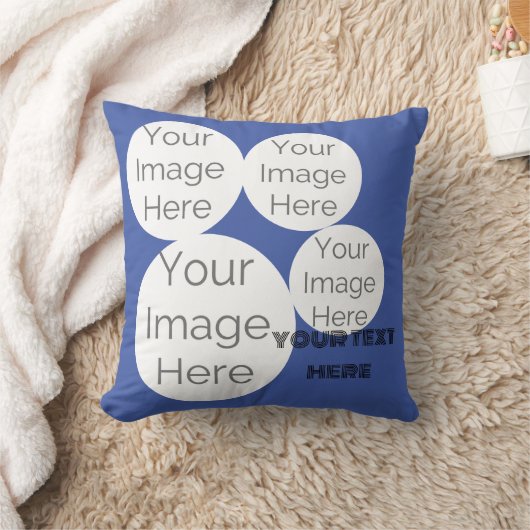 creëer eigen Sierkussen foto tekst sjabloon blauw (Deken)