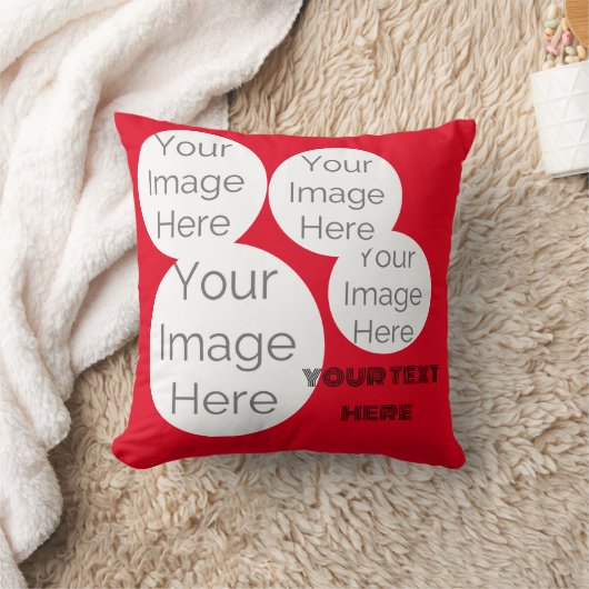 creëer eigen Sierkussen foto tekst sjabloon rood (Deken)