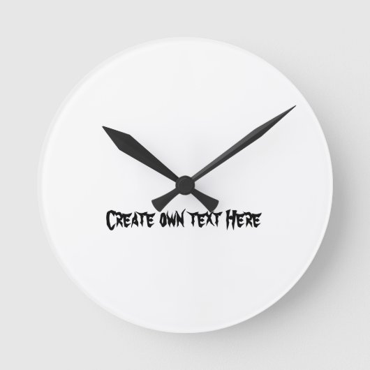 Creëer eigen tekst hier Zwarte kleur Tijdstuk Ronde Klok (Voorkant)