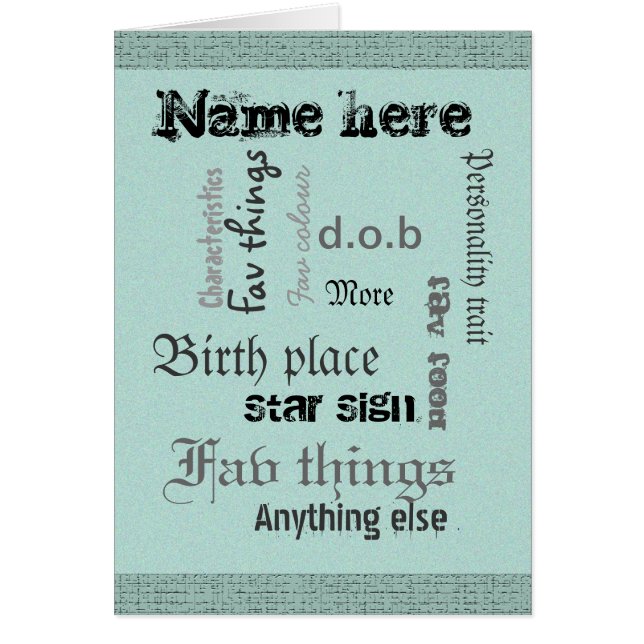 Creëer eigen woord cloud kaart met sjabloon -  (Voorkant)