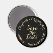 Creëer Elegant Black Gold Wedding Save the Date Magneet (Voorkant / Achterkant)