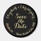 Creëer Elegant Black Gold Wedding Save the Date Magneet (Voorkant)