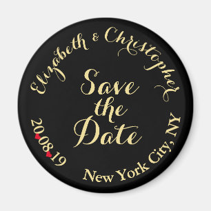 Creëer Elegant Black Gold Wedding Save the Date Magneet