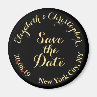 Creëer Elegant Black Gold Wedding Save the Date Magneet