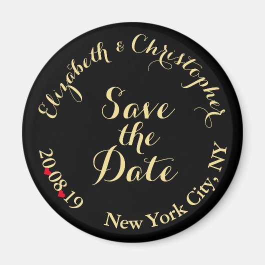 Creëer Elegant Black Gold Wedding Save the Date Magneet (Voorkant)
