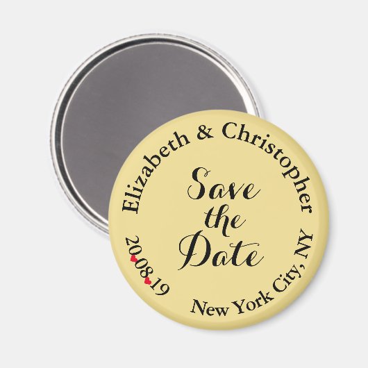 Creëer Elegant Black Gold Wedding Save the Date Magneet (Voorkant / Achterkant)