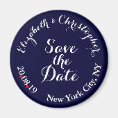 Creëer Elegant Blue White Wedding Save the Date Magneet (Voorkant)