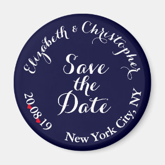 Creëer Elegant Blue White Wedding Save the Date Magneet