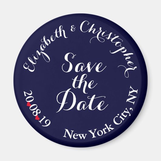 Creëer Elegant Blue White Wedding Save the Date Magneet (Voorkant)